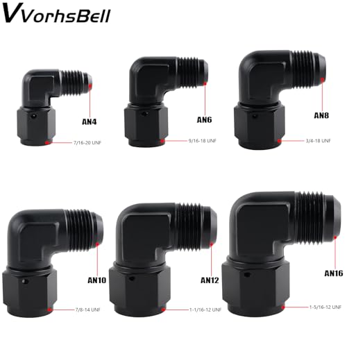 VVORHSBELL 12AN Female to AN12 Male Flare 90 Degree Swivel Fitting Adapter AluminiumBlack - Image 5