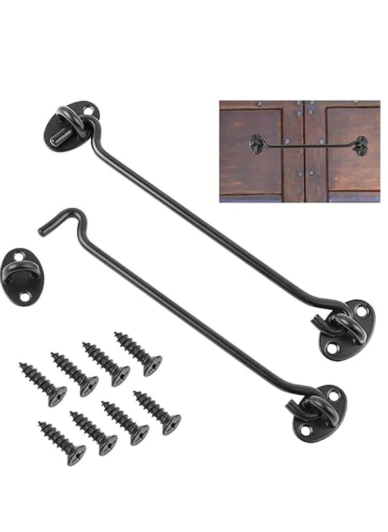 Set of 2 hooks  made of stainless steel rotating door hooks garden door locks with 8 fixing screws(20 cm)  - Image 3