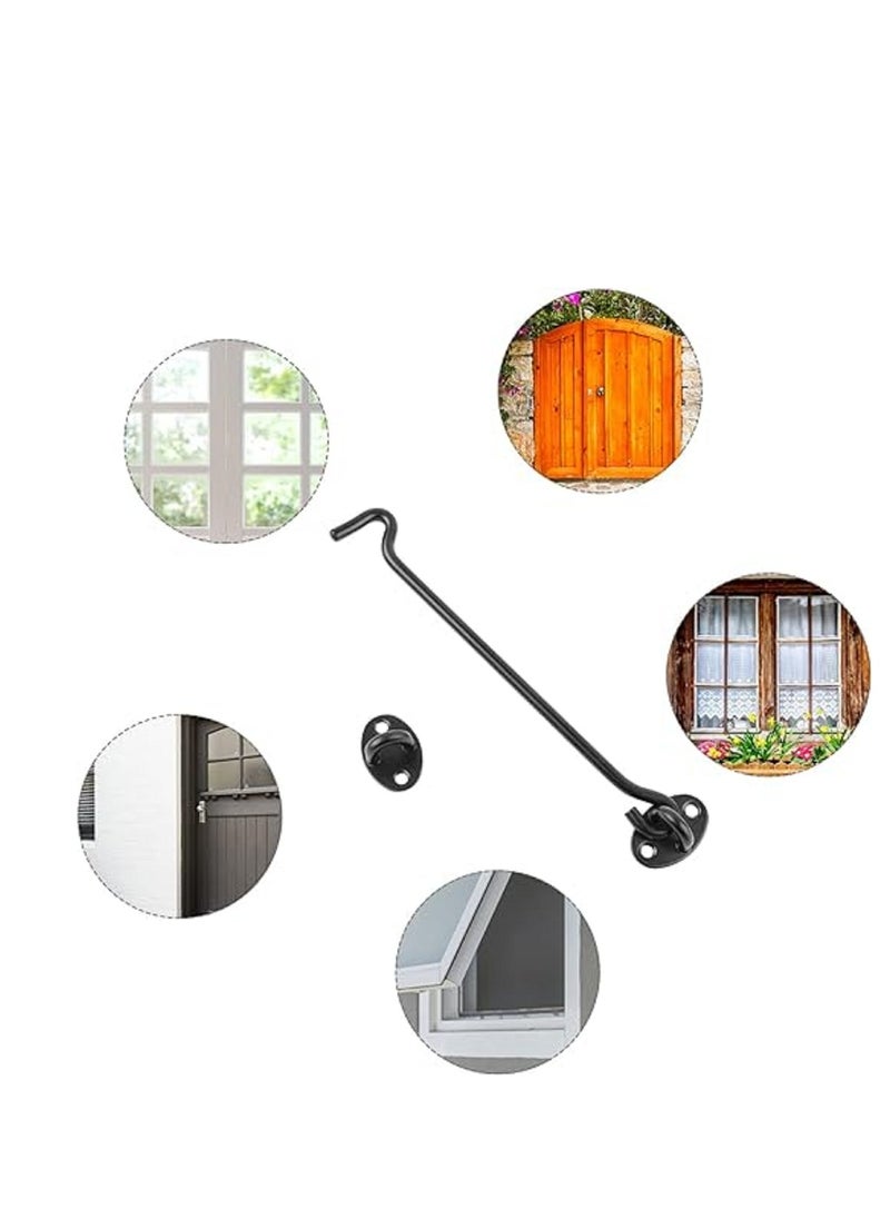 Set of 2 hooks  made of stainless steel rotating door hooks garden door locks with 8 fixing screws(20 cm)  - Image 4