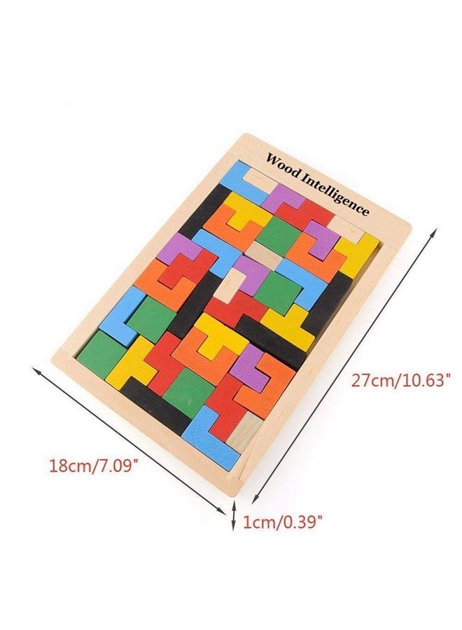 Bhavyam Entertain Kids Wooden Russian Blocks Tetris Puzzles For Kids, Wood Intelligence Puzzle, Brain Teasers Games Toys, Educational Gift For Kids Toddlers Ages 3-8, Building Blocks 40Pcs (Model 1) - Image 3