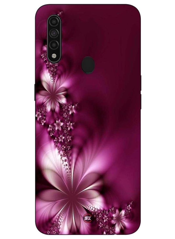 غطاء حماية مطبوع عليه زهرة أرجوانية جميلة مع خلفية سوداء لهاتف Oppo A31
