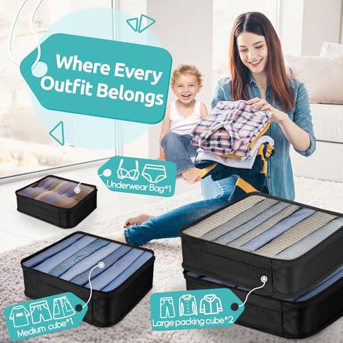WULIVA ALL INCLUDED 12 Set Packing Cubes for Suitcases Carry On Travel EssentialsAccessories Luggage Organizer Bags Set Includes Cubes Shoes Bag Matte Cosmetic Bag Zipper Bags - Image 3