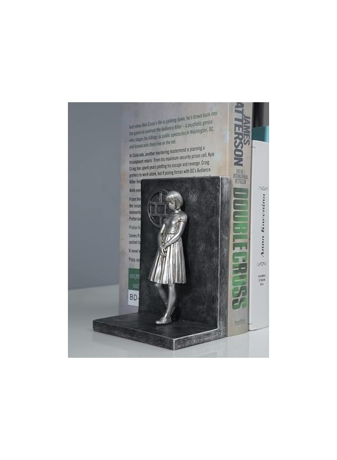 The Bros Lovers Man and Woman Figurine Sculpture Decorative Bookends, Book End Decorative Book Stopper Binder and Dividers - Decoration Resin Art Craft for Living Room Bookshelf Library Office (Silver) - Image 3