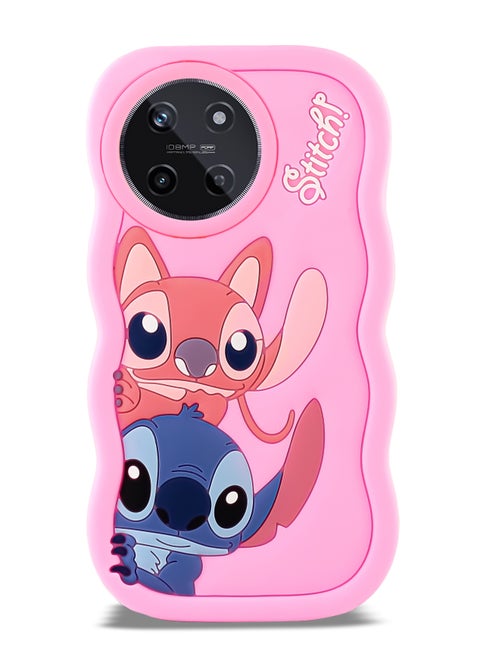 Lilo and Stitch Cartoon 3D Wavy Soft Silicone Phone Case for Realme 11 4G (Pink)