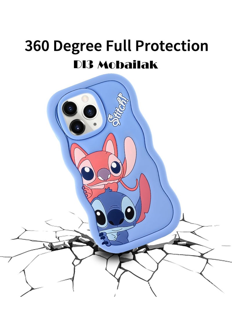 Generic - Lilo and Stitch Cartoon 3D Wavy Soft Silicone Phone Case for Realme 11 4G (Pink) - Image 1