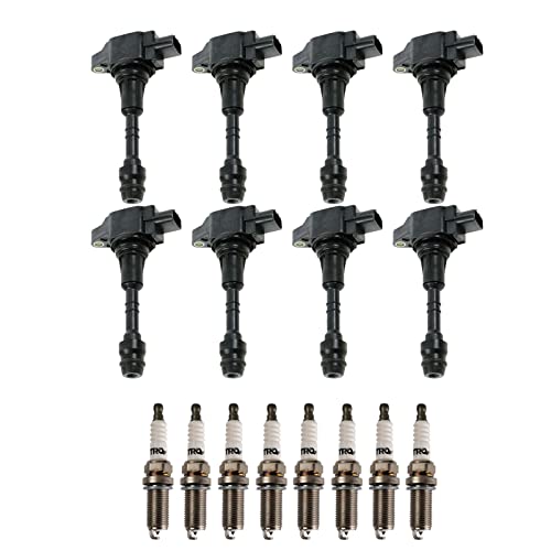 TRQ Ignition Kit Ignition Coil Spark Plugs Compatible with 2007-2010 INFINITI QX56 2007-2015 Nissan Armada 2012-2015 NV2500 NV3500 2008-2012 Pathfinder 2008-2015 TITAN - Image 1