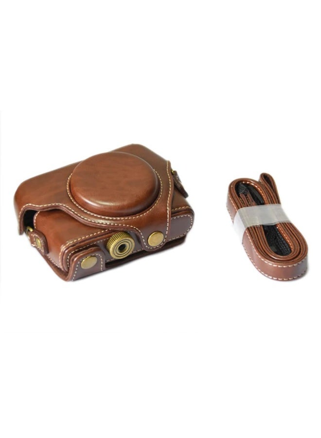 PU Leather Camera Bag Case Cover For Sony RX100 RX100II RX100III M3 DSC-RX100 III RX100M3 With Shoulder Strap Camera Bags (Coffee) - Image 1