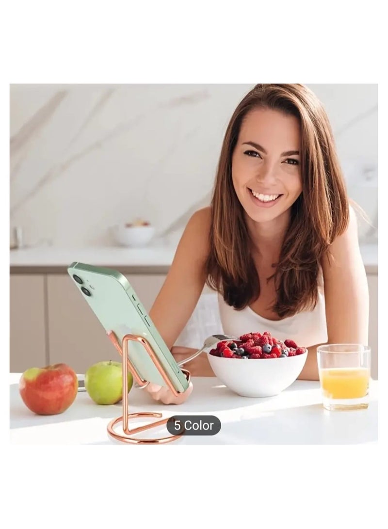 FONENG Cell Phone Stand Holder for Desk,Cute Metal Rose Gold Cell Phone Stand,Compatible with All Mobile Phones,iPhone,Switch,iPad, Luxurious Modern, simple metal Mobile Phone Bracket - Image 2