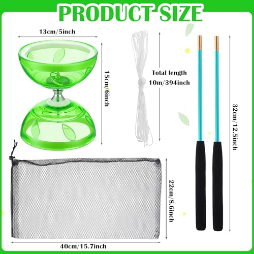 Simgoing Chinese Yoyo Diabolo Set Includes Colorful Chinese Yoyo with 2 Pieces Diabolo Sticks 1 Piece String 1 Net Bag for FunGreenPopular Style - Image 5