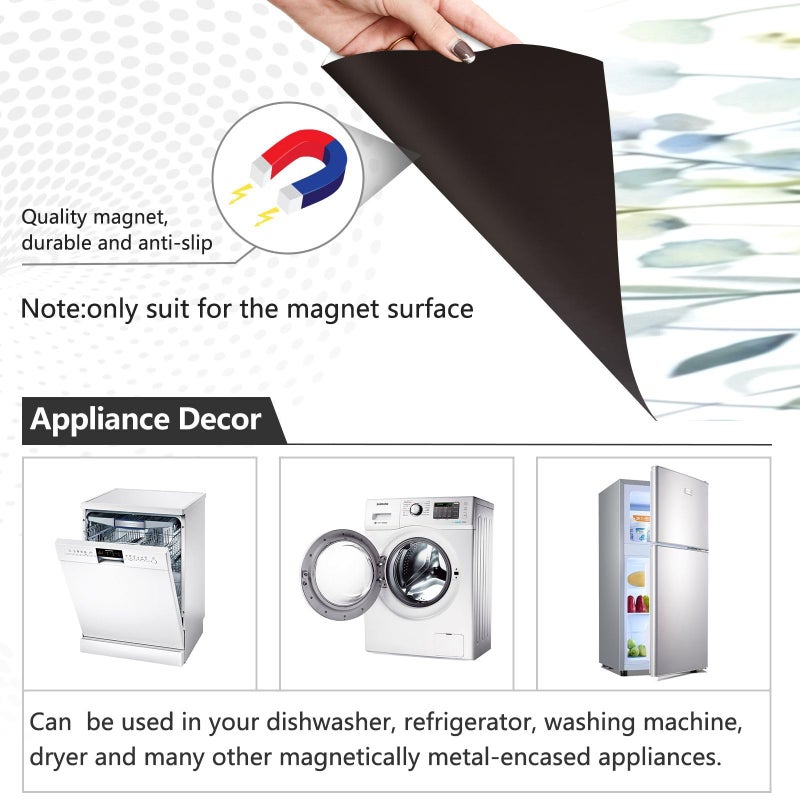 BOESI Watercolour Plants and Flowers Dishwasher Magnet Lid Magnetic Stickers Refrigerator Magnets Home Kitchen Decorative Refrigerator Lid Magnetic Stickers Washing Machine Refrigerator Panel Stickers - Image 2