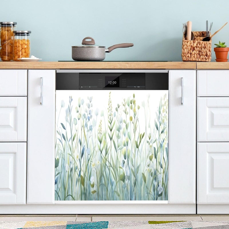 BOESI Watercolour Plants and Flowers Dishwasher Magnet Lid Magnetic Stickers Refrigerator Magnets Home Kitchen Decorative Refrigerator Lid Magnetic Stickers Washing Machine Refrigerator Panel Stickers - Image 5