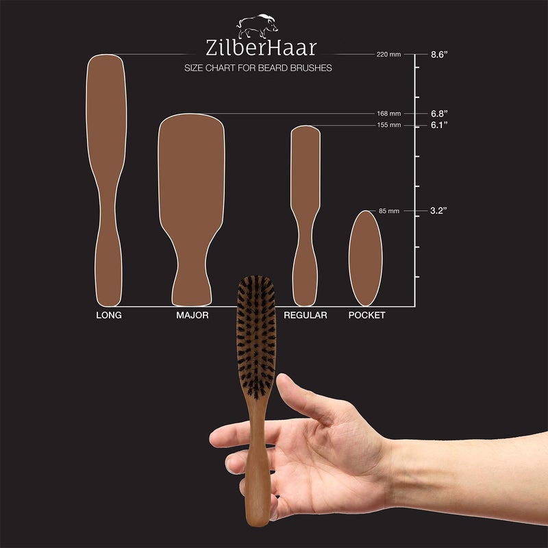 ZilberHaar Long Hair & Beard Brush - Made From Stiff First Cut Boar Bristles And Pearwood - Perfect Beard Care for Men - Works with all Beard Balms and Oils - 8.5 inches long - Image 3