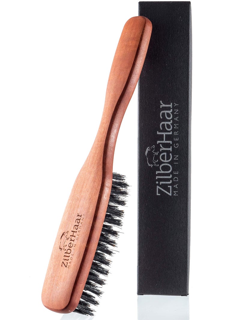 ZilberHaar Long Hair & Beard Brush - Made From Stiff First Cut Boar Bristles And Pearwood - Perfect Beard Care for Men - Works with all Beard Balms and Oils - 8.5 inches long - Image 1