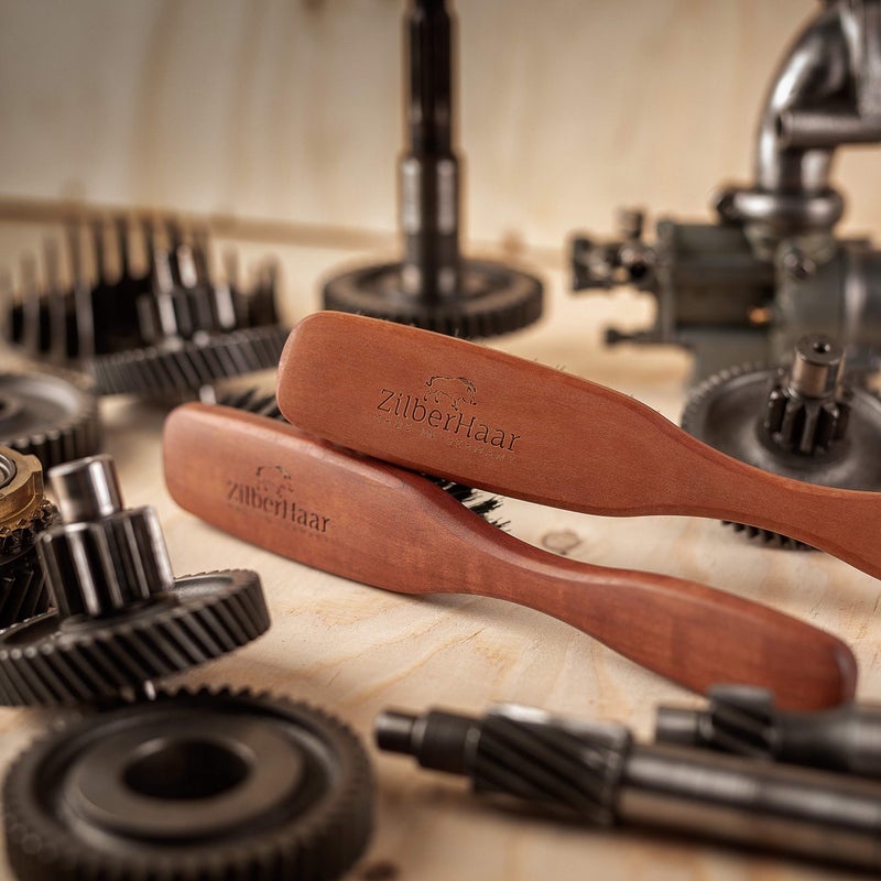 ZilberHaar Long Hair & Beard Brush - Made From Stiff First Cut Boar Bristles And Pearwood - Perfect Beard Care for Men - Works with all Beard Balms and Oils - 8.5 inches long - Image 4