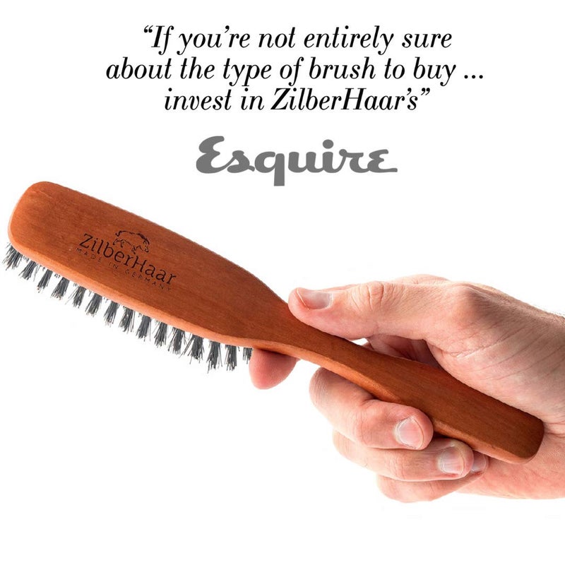 ZilberHaar Long Hair & Beard Brush - Made From Stiff First Cut Boar Bristles And Pearwood - Perfect Beard Care for Men - Works with all Beard Balms and Oils - 8.5 inches long - Image 2