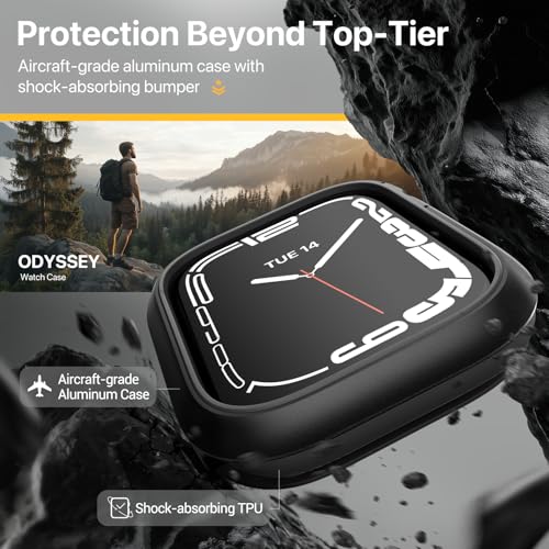 MAGEASY Aircraft-Grade Aluminum Rugged Case for 41mm Apple Watch Series 9, 8, 7 | 2 in 1 Metal Hard Shell with Shockproof Inner Bumper for Maxed Protection, Odyssey - Starlight White - Image 3
