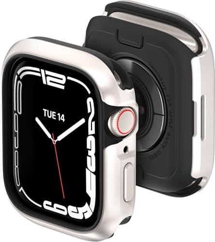 MAGEASY Aircraft-Grade Aluminum Rugged Case for 41mm Apple Watch Series 9, 8, 7 | 2 in 1 Metal Hard Shell with Shockproof Inner Bumper for Maxed Protection, Odyssey - Starlight White - Image 1