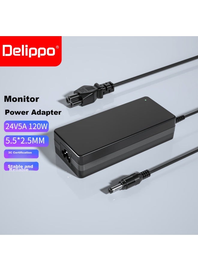 Delippo 120w Charger, 24v5a Power Adapter, Suitable For Jbl Speakers, Massage Chairs, Monitors, Printers, Water Purifiers, Led Lights, Switch Power Cables, 24v 4a 4.5a 3.8a - Image 1