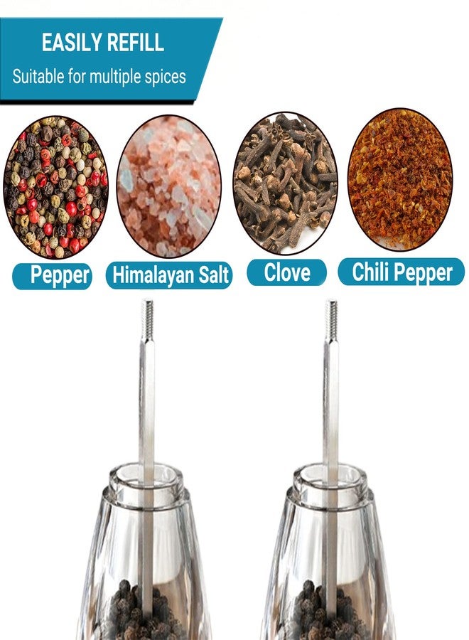 VEIZIBEE Pepper Mill Manual Salt and Pepper Grinder Set, Classic Transparent Pepper Grinder Salt Mills 2pcs 8in，Solid Wood Hand Shaker Rotor Pepper Salt Grinder Ceramic Core Adjustable Coarseness Spices - Image 4
