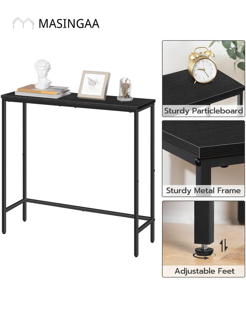 ماساجا طاولة كونسول، طاولة مدخل عصرية، طاولة جانبية خلف أريكة، طاولة جانبية ضيقة للمدخل، غرفة المعيشة، طاولة بار، غرفة النوم، لون أسود (75×75×24 سم) - Image 2