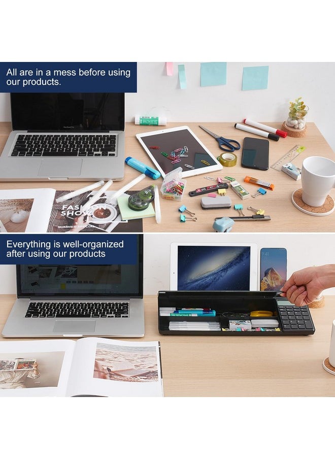 TSJ OFFICE - Small Glass Desktop Whiteboard Dry-Erase-Board - Computer Keyboard Stand With Calculator White Board Surface Pad With Drawer, Desk Organizers With Accessories For Office, Home, School Supplies - Image 1