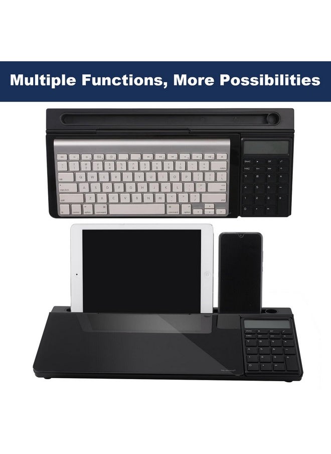 TSJ OFFICE - Small Glass Desktop Whiteboard Dry-Erase-Board - Computer Keyboard Stand With Calculator White Board Surface Pad With Drawer, Desk Organizers With Accessories For Office, Home, School Supplies - Image 1