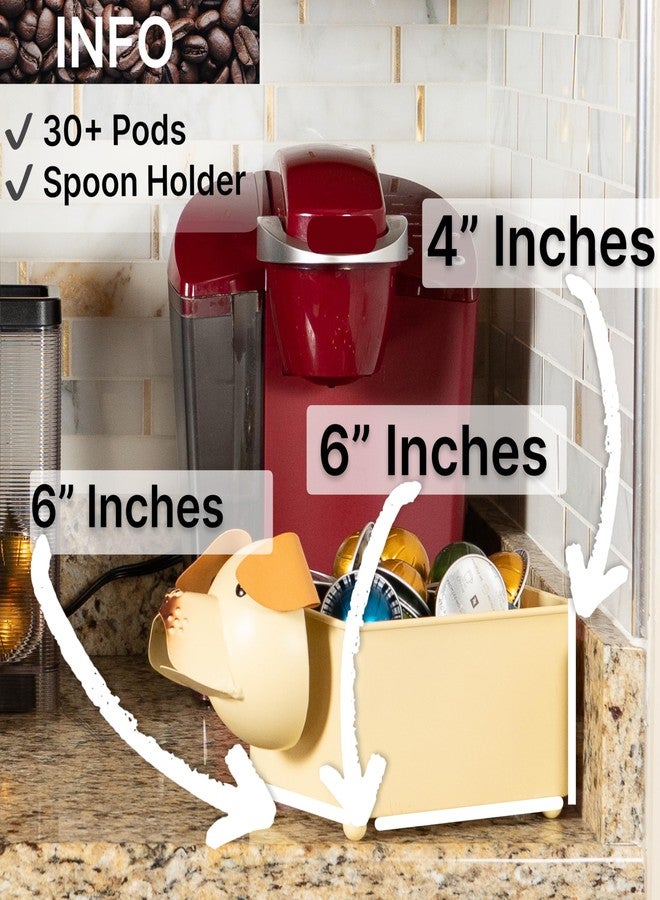 Made Easy Kit Coffee Pod Organizer Compatible with Nespresso Vertuo and Original - Countertop Sculpture Holder Basket Style for Café Bar, Corner Station Office Break Area (Dog Brown Square) - Image 3