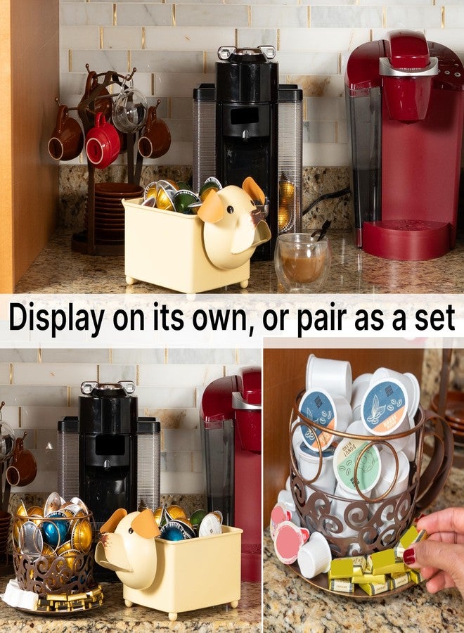 Made Easy Kit Coffee Pod Organizer Compatible with Nespresso Vertuo and Original - Countertop Sculpture Holder Basket Style for Café Bar, Corner Station Office Break Area (Dog Brown Square) - Image 5