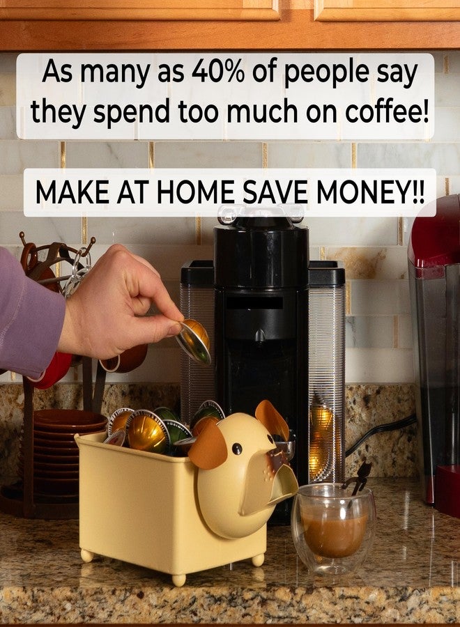 Made Easy Kit Coffee Pod Organizer Compatible with Nespresso Vertuo and Original - Countertop Sculpture Holder Basket Style for Café Bar, Corner Station Office Break Area (Dog Brown Square) - Image 2