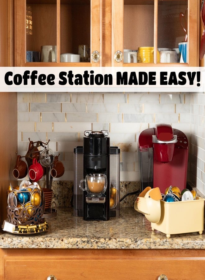 Made Easy Kit Coffee Pod Organizer Compatible with Nespresso Vertuo and Original - Countertop Sculpture Holder Basket Style for Café Bar, Corner Station Office Break Area (Dog Brown Square) - Image 4