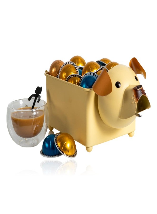 Made Easy Kit Coffee Pod Organizer Compatible with Nespresso Vertuo and Original - Countertop Sculpture Holder Basket Style for Café Bar, Corner Station Office Break Area (Dog Brown Square) - Image 1