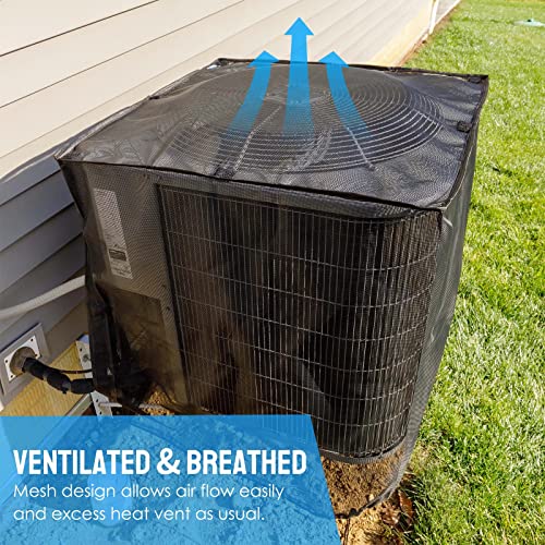 Joiish Air Conditioner Cover Full Mesh With Detachable Waterproof Top, Breathable & All Seasons, 28 x 28 x 32 Inch Outside Central AC Unit Protector Against Leaves, Weeds, Cottonwood and Debris - Image 5