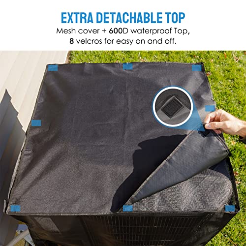 Joiish Air Conditioner Cover Full Mesh With Detachable Waterproof Top, Breathable & All Seasons, 28 x 28 x 32 Inch Outside Central AC Unit Protector Against Leaves, Weeds, Cottonwood and Debris - Image 2