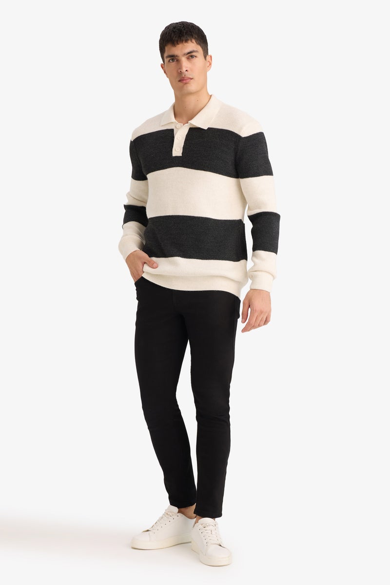 ديفاكتو كنزة بولو رجالية بأكمام طويلة وقصة عادية. - Image 2