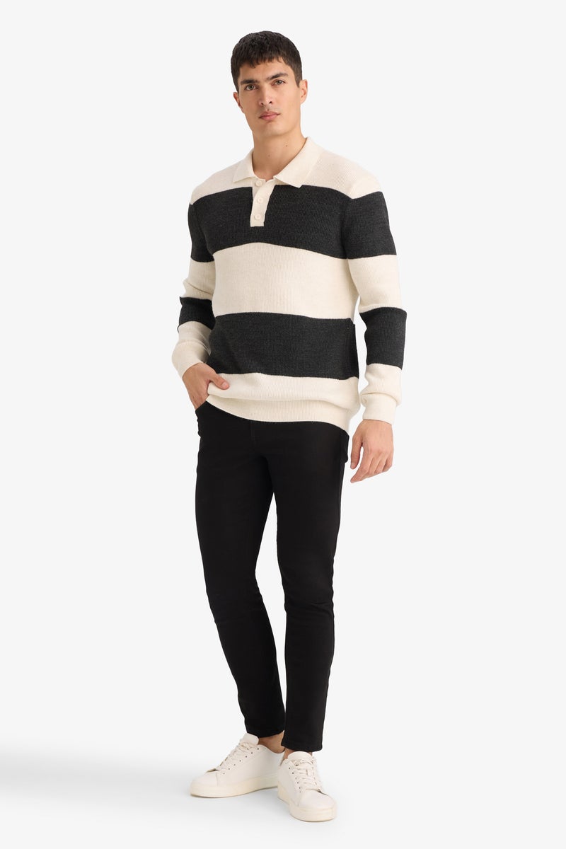 ديفاكتو كنزة بولو رجالية بأكمام طويلة وقصة عادية. - Image 3