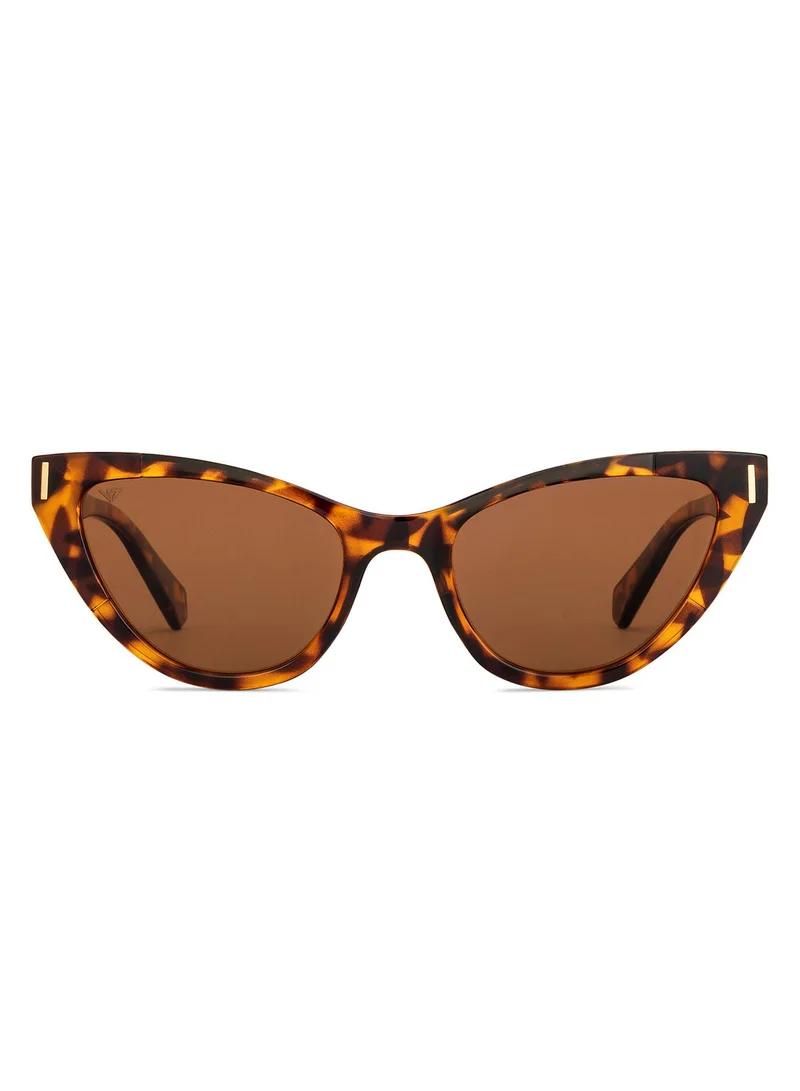 VINCENT CHASE Vincent Chase By Lenskart | Tortoise Brown Full Rim Cat Eye Branded Latest and Stylish Sunglasses | Polarized and 100% UV Protected | Men & Women | Medium | VC S14677