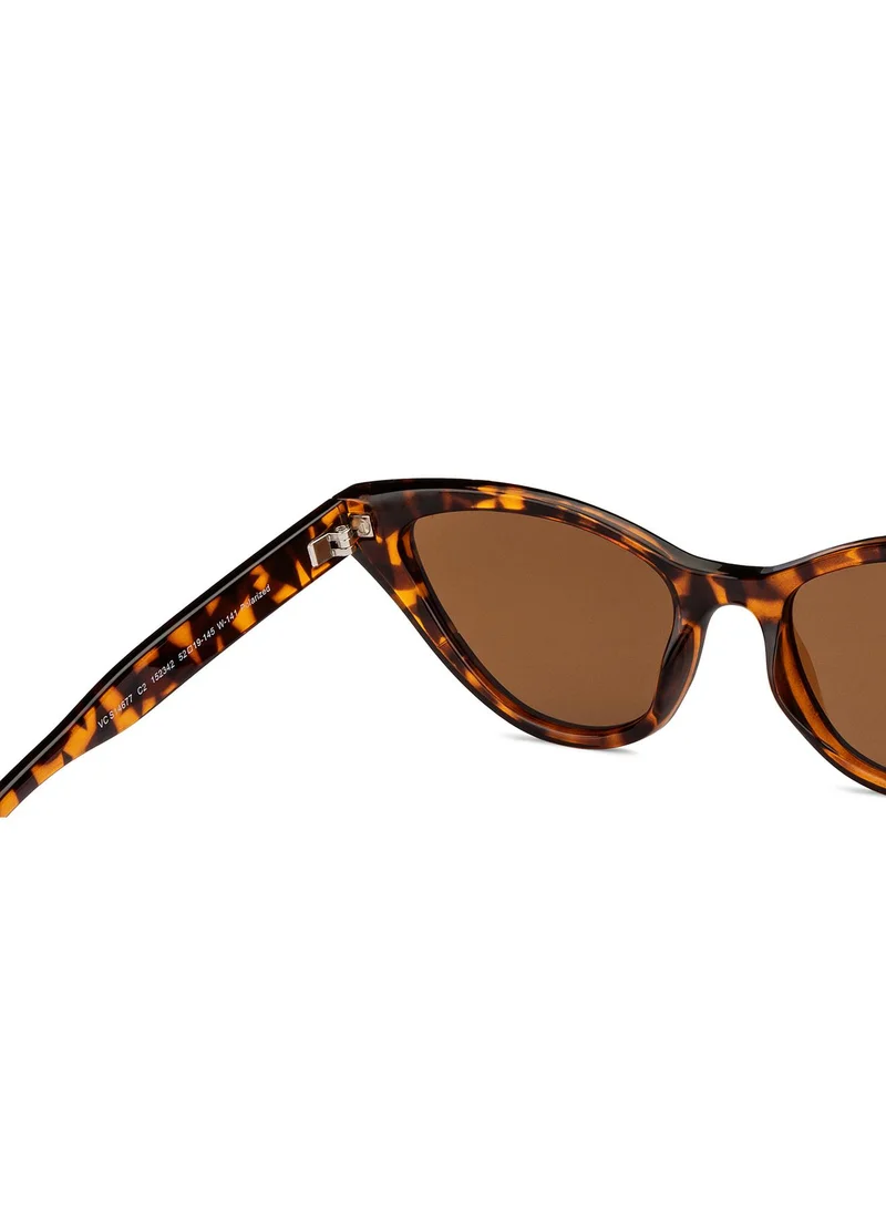 VINCENT CHASE Vincent Chase By Lenskart | Tortoise Brown Full Rim Cat Eye Branded Latest and Stylish Sunglasses | Polarized and 100% UV Protected | Men & Women | Medium | VC S14677