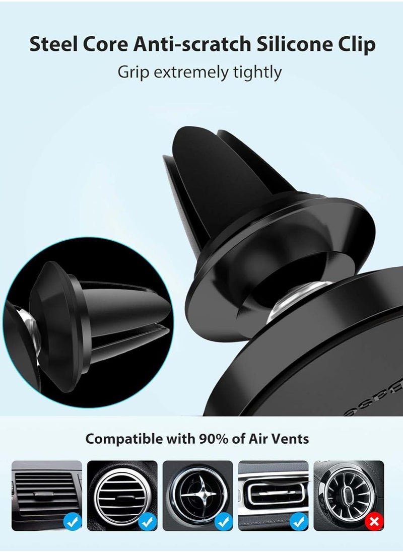 Baseus - Magnetic Car Phone Holder for Vent - Small Clip with Strong Magnets, 360° Rotating Base for iPhone 16/15/14/13/12, Samsung Galaxy S25 Ultra/S24 Ultra, Google Pixel 8 Pro, OnePlus 11, Xiaomi 13, and More - Universally Compatible Vent Clip with Silicone Protection for Scratch-Free Grip - Image 1