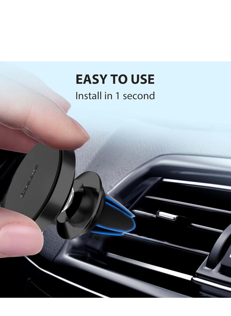 Baseus - Magnetic Car Phone Holder for Vent - Small Clip with Strong Magnets, 360° Rotating Base for iPhone 16/15/14/13/12, Samsung Galaxy S25 Ultra/S24 Ultra, Google Pixel 8 Pro, OnePlus 11, Xiaomi 13, and More - Universally Compatible Vent Clip with Silicone Protection for Scratch-Free Grip - Image 1