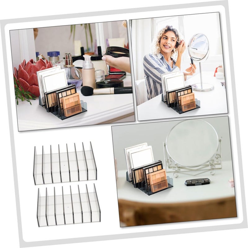 Plastic Eyeshadow Organizer 2pcs Large Semi- Gray Eyeshadow Palettes Holder with 7 Compartments Cosmetic Storage Box for Vanity Countertop Makeup Display - Image 3