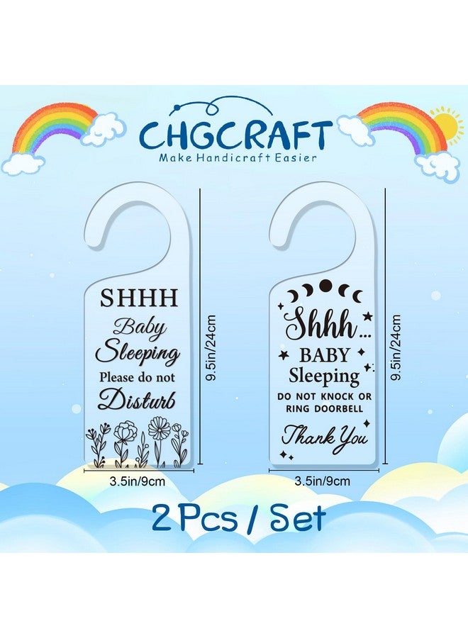 CHGCRAFT 2Pack Baby Sleeping Door Hands Hanger Sign Acrylic Notice Door Hanger Cute Baby Room Sign Handle Decorations Sign for Home Living room Bedroom Kindergarten Gift for Parents - Image 2