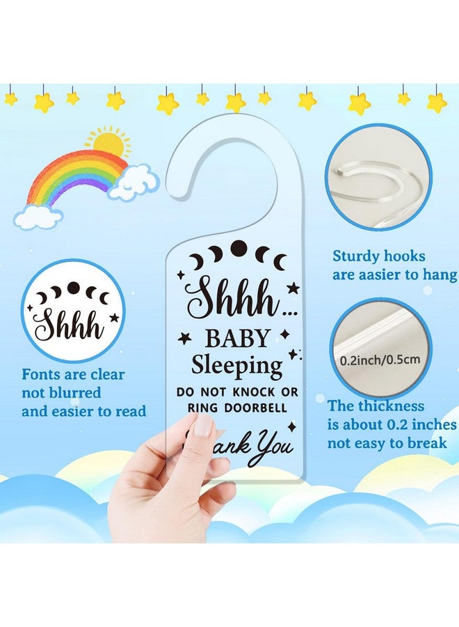 CHGCRAFT 2Pack Baby Sleeping Door Hands Hanger Sign Acrylic Notice Door Hanger Cute Baby Room Sign Handle Decorations Sign for Home Living room Bedroom Kindergarten Gift for Parents - Image 3