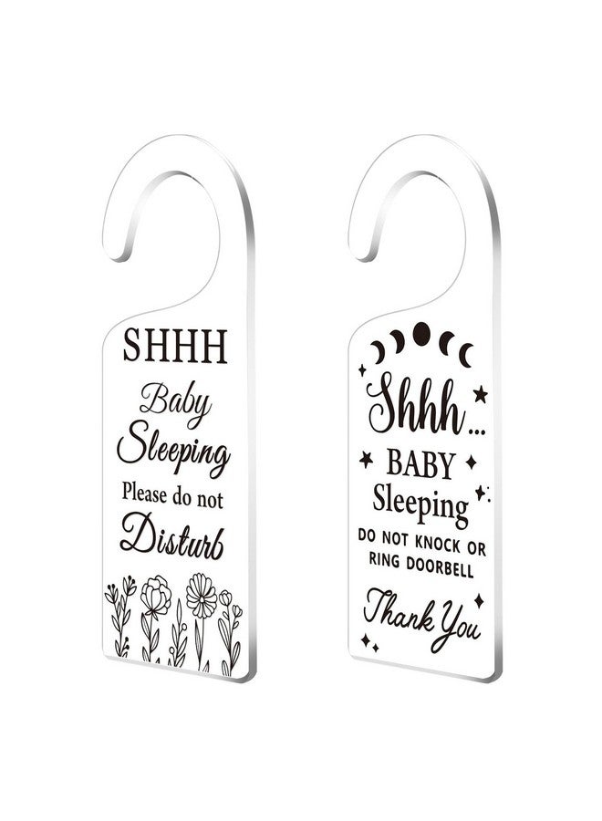 CHGCRAFT 2Pack Baby Sleeping Door Hands Hanger Sign Acrylic Notice Door Hanger Cute Baby Room Sign Handle Decorations Sign for Home Living room Bedroom Kindergarten Gift for Parents - Image 1