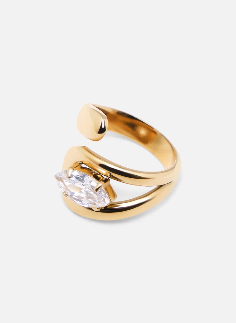 Lichi Abstract shaped ring with large crystal