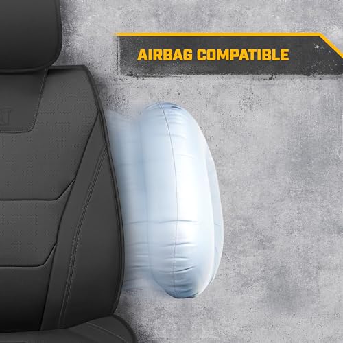 CAT® Edge Deluxe Car Seat Covers for Front Seats - Premium Black Faux Leather Seat Covers for Cars with Universal Fit, Rugged Automotive Seat Covers for Trucks, Interior Seat Covers for SUV - Image 5