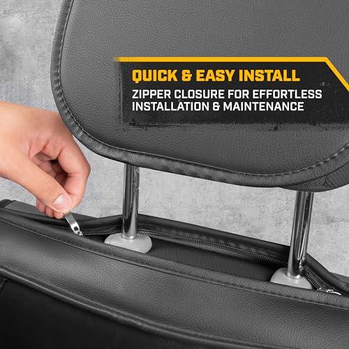 CAT® Edge Deluxe Car Seat Covers for Front Seats - Premium Black Faux Leather Seat Covers for Cars with Universal Fit, Rugged Automotive Seat Covers for Trucks, Interior Seat Covers for SUV - Image 4