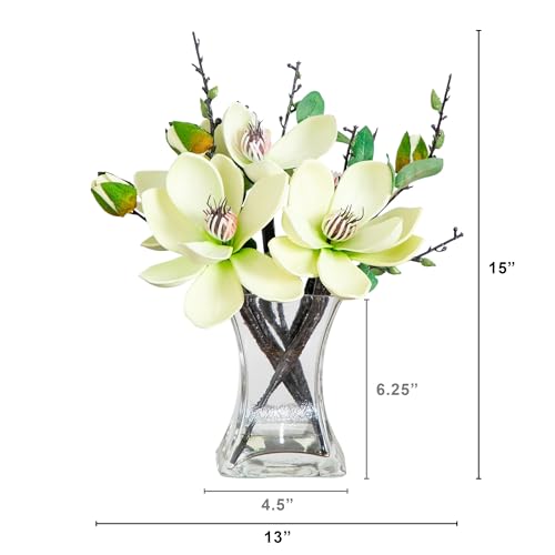 Nearly Natural 4534-WH Magnolia Arrangement with Vase,White - Image 2