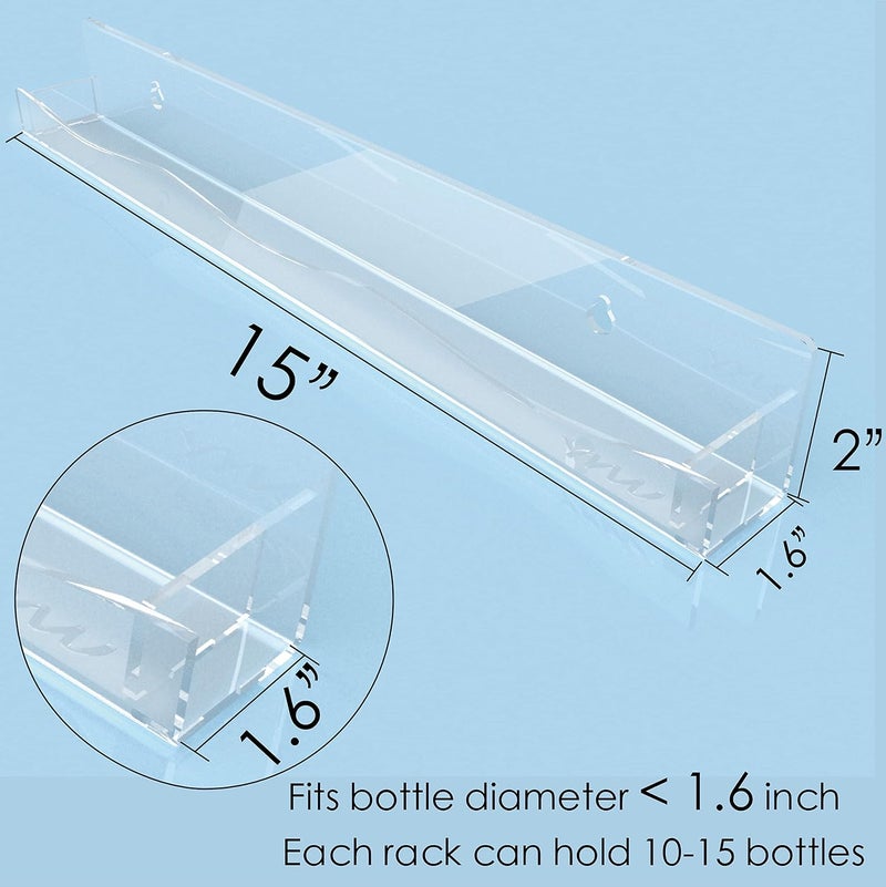 YMVV Clear Acrylic Nail Polish Rack Wall Mounted Shelf,6 Pack Organizer with Unique Wavy Lines,Nail Supplies for Techs,Great Display Salons Retailers - Image 2