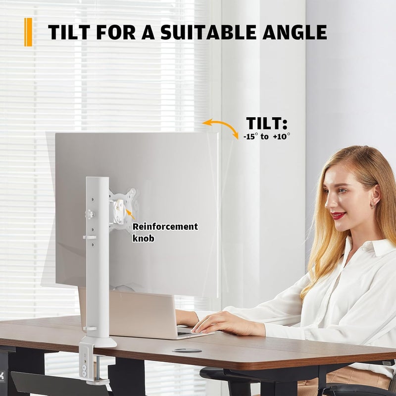 Hemudu Single Desk Monitor Arm Mount Fits 13" to 32" Flat Curved Computer Screens Swivel Height Adjustable Rotatable Holds up to 77lbs - Image 3