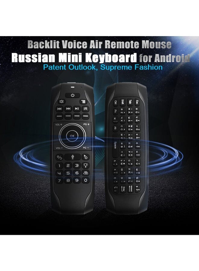 6-Axis Motion Backlight Ir Air Mouse Wireless Keyboard Voice Remote Control Black